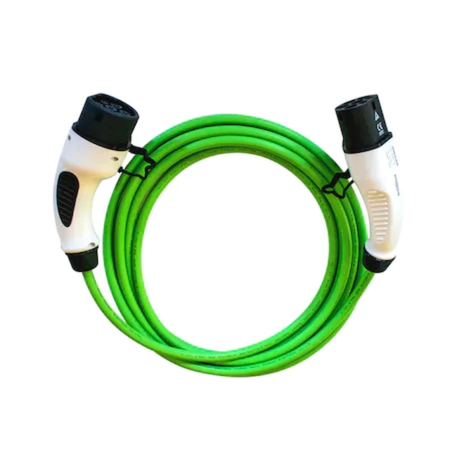Electric Car Charging Cable, Type 2, 32A, 7.4kW, Green, Polyfazer Z series