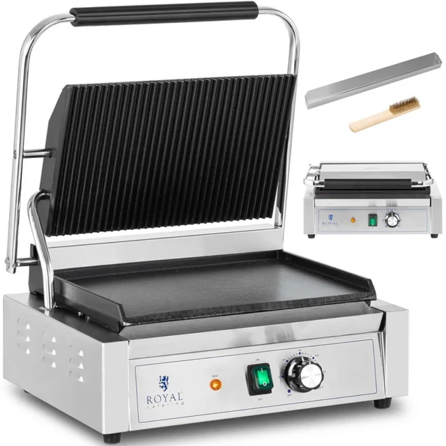 Electric contact grill, smooth and grooved plate 33 x 22 cm 2200 W