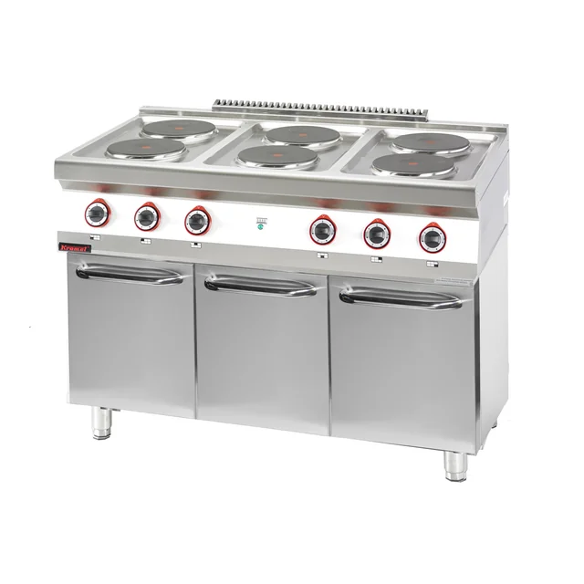 Electric cooker 6 round plates 6x2,6kW on a closed cabinet base