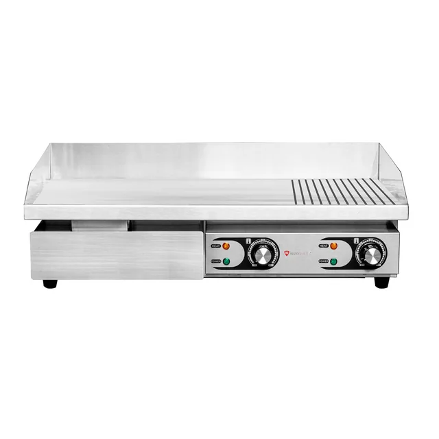 Electric grill plate | 2/3 smooth 1/3 grooved | adjustable | 2,2 + 2,2 kW | 730x470x250 mm | RQEG820-2