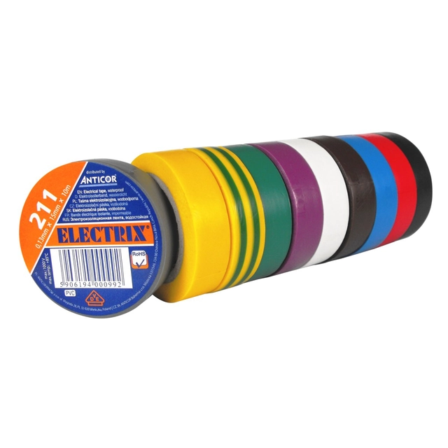 ELECTRIX-Band 211, Regenbogen 10-rolkowa 15 mmx 10 M