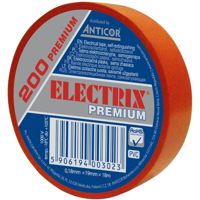 ELECTRIX lint 200 esmaklassiline punane 19 mmx 18 m