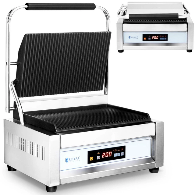 Electronically controlled grooved contact grill 34 x 23 cm 2200 W