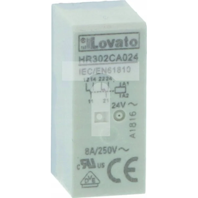 Elektrické miniaturní relé Lovato, ovládání zásuvek 24VAC, 1C/O, 16A, až HR5XS2..(max. 10A)