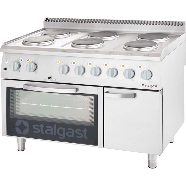Ηλεκτρική κουζίνα 6 διαστάσεις καυστήρα. 1200x700x850 με ηλεκτρικό φούρνο 15,6+7 kW (3 συστήματα θέρμανσης)
