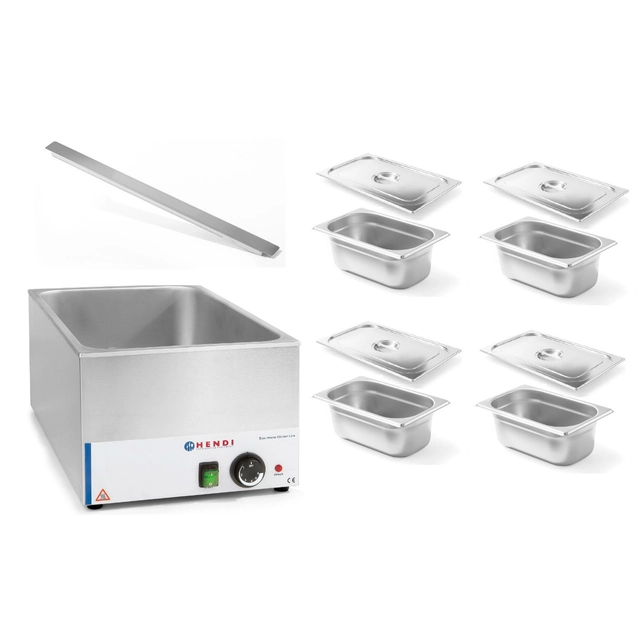 Elektrisch Buffet Bain Marie Verdeeld in 4 Hendi Bakken + Deksels 238905