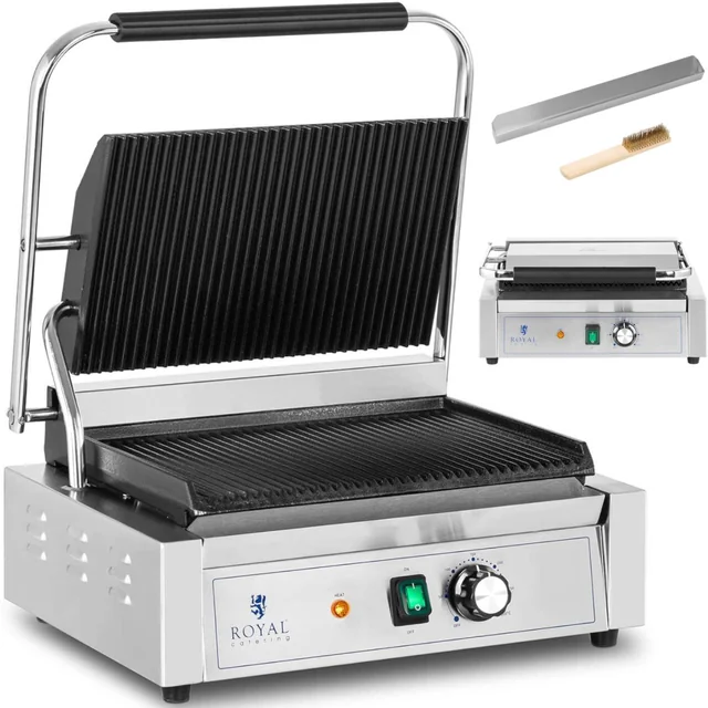 Elektrische gegroefde contactgrill 33 x 22 cm 2200 W