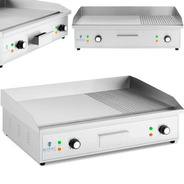 Elektrische grill, gladde, gegroefde grillplaat 727 x 420 mm 4400 W