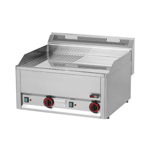 Elektrische grillplaat 65 cm | gegroefd/glad | chroom | Roodvos FTHRC-60EL