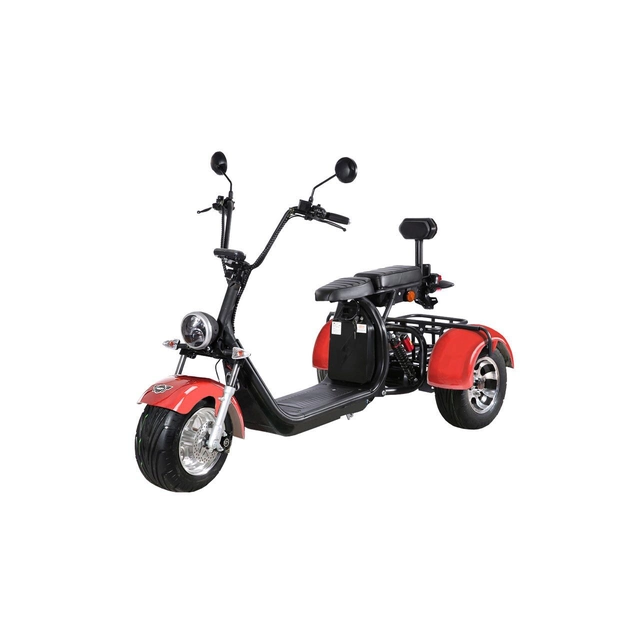 Elektrische scooter HECHT Cocis Max Rood, 3 wielen, accu 60 V, 20 Ah, motor 1500 W, maximale snelheid van 35 km/u, rood