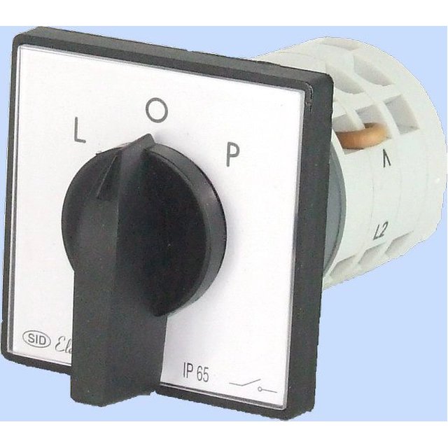 Elektromet Cam switch L-0-P 16A 3P atrás da placa com placa frontal ARC E16-42 (951641)