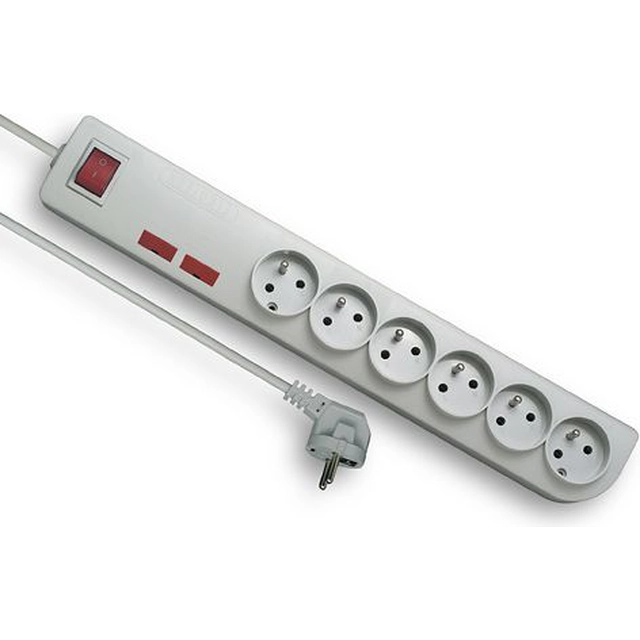 Elgotech power strip PSF2 anti-surge 6 sockets 1.5 m white (PSF2-601)