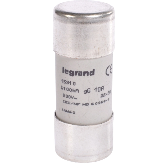 Elo fusível cilíndrico Legrand 10A gL 500V HPC 22 x 58mm (015310)