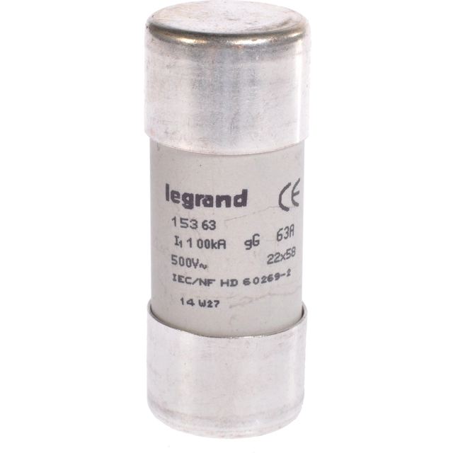 Elo fusível cilíndrico Legrand 63A gL 500V HPC 22 x 58mm (015363)