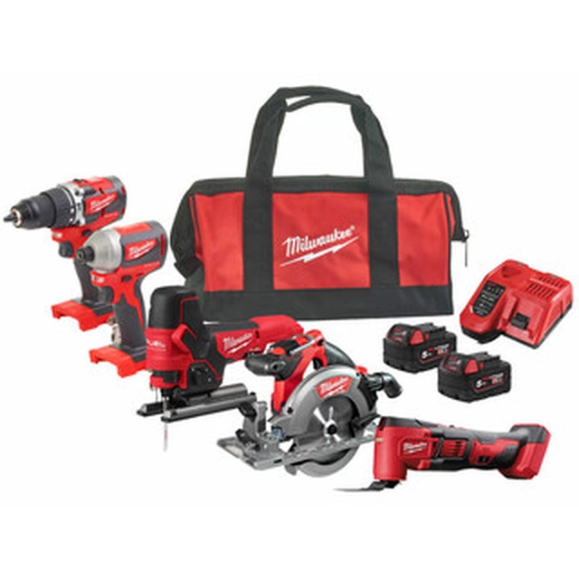 Emballage machine Milwaukee M18 FPP5K-502B dans une boîte en carton