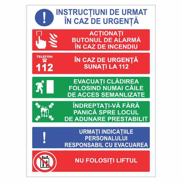 Emergency instructions to follow, PVC 1mm thickness 20x26 cm