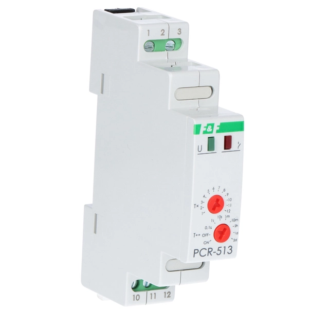 Émetteur de temps PCR-513 inverseur à fonction unique (retard à l&#39;enclenchement), contacts :1P ,24V, I=10A, 1moduł