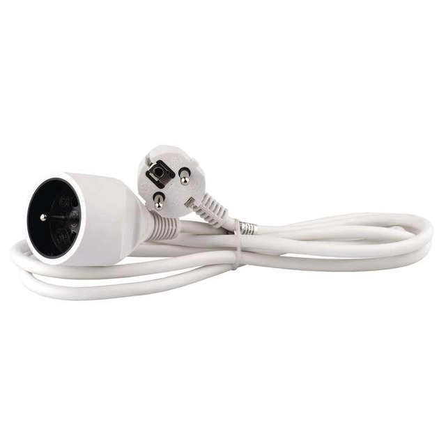 Emos Extension cable 2 m / 1 socket / white / PVC / 1 mm2 P0112