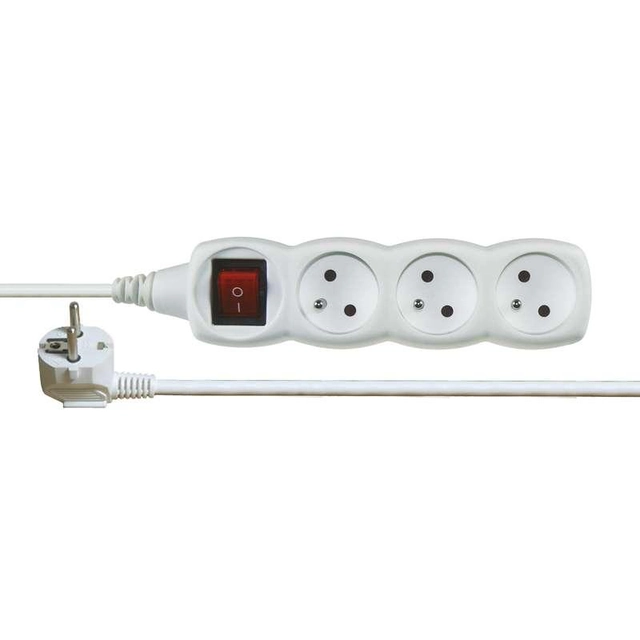 Emos Extension cable 2 m / 3 socket / with switch / white / PVC / 1 mm2 P1312