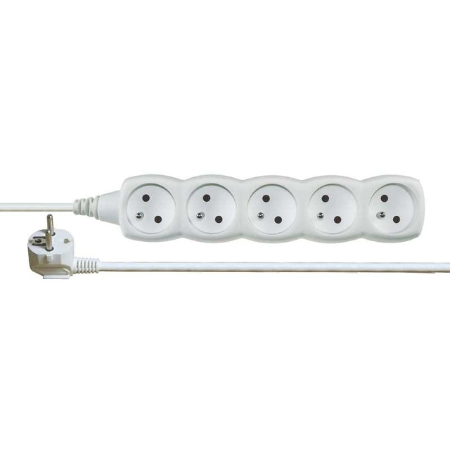 Emos Extension cable 3 m / 5 socket / white / PVC / 1 mm2 P0513
