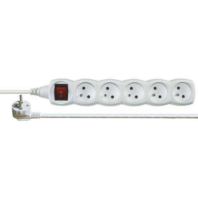 Emos Extension cable 3 m / 5 socket / with switch / white / PVC / 1 mm2 P1513