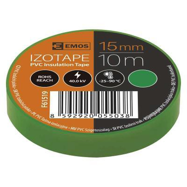 Emos Insulating tape PVC 15mm / 10m green 1ks F61519-ks