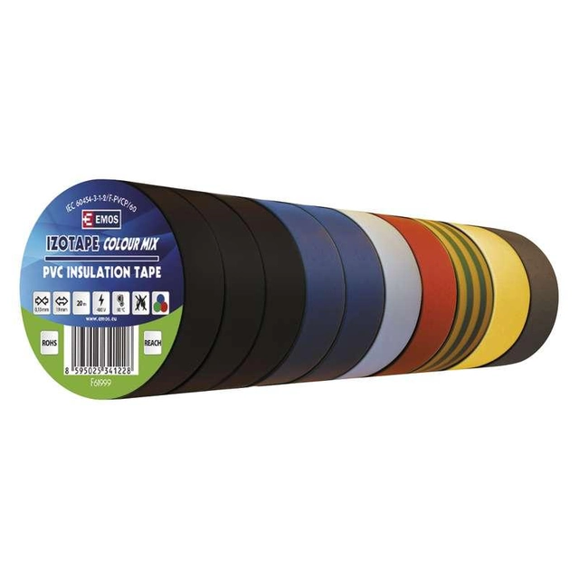 Emos Insulating tape PVC 19mm / 20m color mix F61999 - EMOS Insulating tape PVC 19/20 color mix 10ks 2001192099