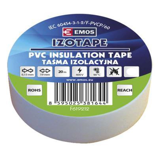 Emos Insulating tape PVC 19mm / 20m white 1ks F61921-ks