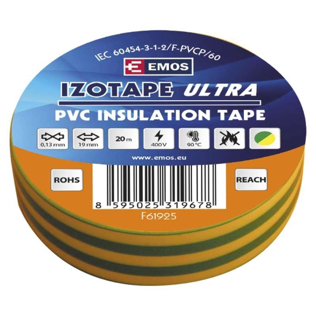 Emos Izolační páska PVC 19mm / 20m zelenožlutá F61925