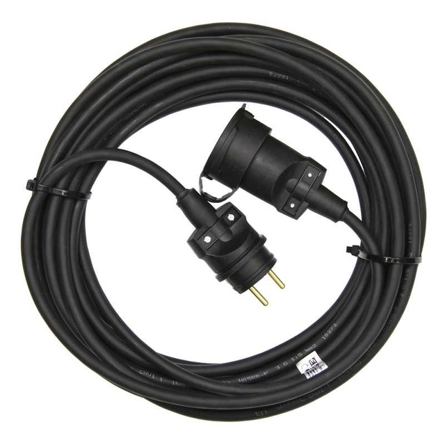 Emos Outdoor extension cable 15 m / 1 socket / black / rubber / 230 V / 1,5 mm2 PM0502
