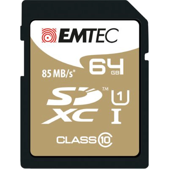 Emtec 64GB Gold + SDXC Class 10 UHS-I memory card