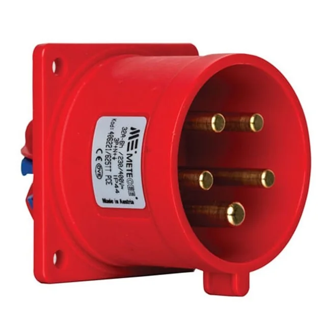 Enchufe enchufe empotrable 5 polos 32A 3P+N+PE recto 380V color rojo IP44 6h CEE 70x70mm