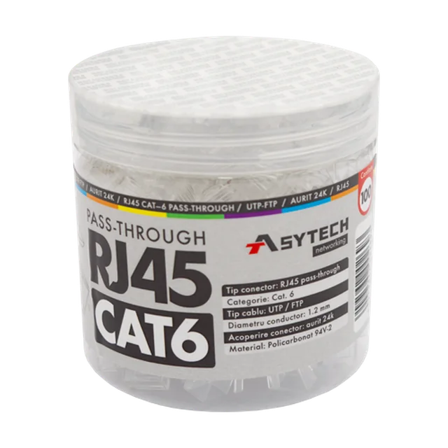 Enchufe RJ-45 UTP Cat.6 EZ Passthrough (100 piezas) RJ45-CAT6-EZ-JAR