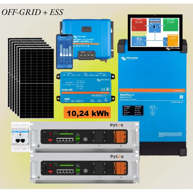 Energieopslag Eenfasig 5kVA/10,24kWh + 3kW PV ON/OFF-GRID - KLAAR SYSTEEM VOOR THUIS EN BEDRIJF