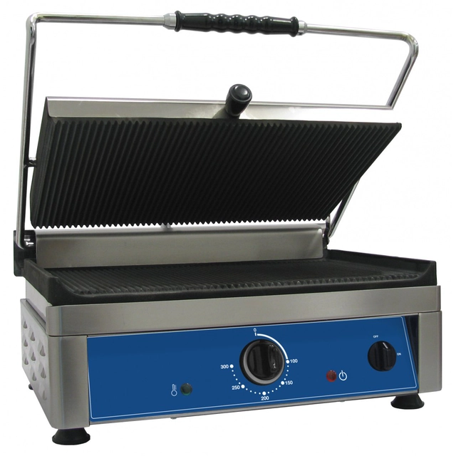 Enkele contactgrill 450x270 gegroefde plaat PG47R | Amitek