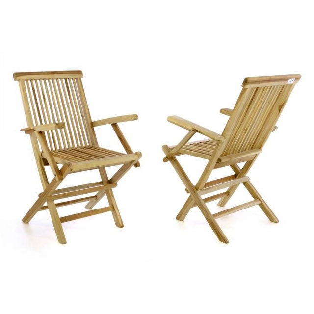 Ensemble 2 pièces de chaises de jardin pliables DIVERO - bois de teck