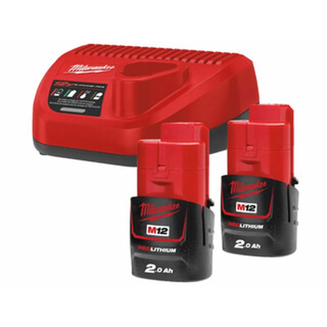 Ensemble batterie et chargeur Milwaukee M12NRG-202 12 V | 2 Ah