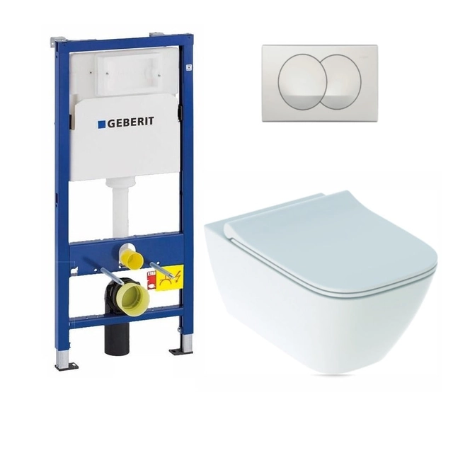 Ensemble de bâti de WC Geberit, Duofix Basic Delta 20, avec WC Smyle Square et couvercle à fermeture amortie Sandwich