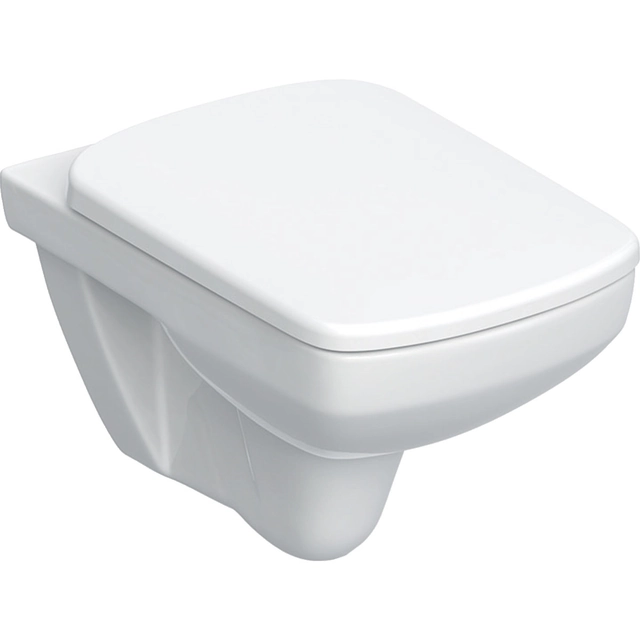 Ensemble de cuvette de toilette à fond creux Selnova Square,B35.5 cm,H39 cm,T53 cm, Rimfree, avec abattant WC, sur plan, à chute libre, avec détachable