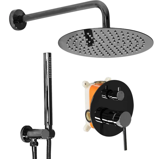 Ensemble de douche à encastrer REA Lungo, NOIR METALLIC + BOÎTE