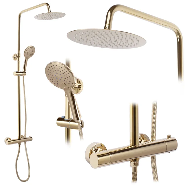 Ensemble de douche avec thermostat REA VINCENT Or