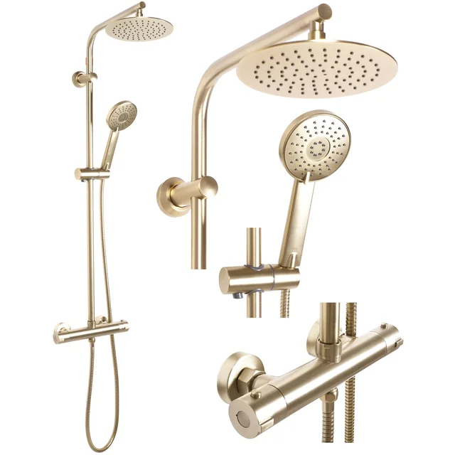 Ensemble de douche REA Bliss, thermostat doré brossé