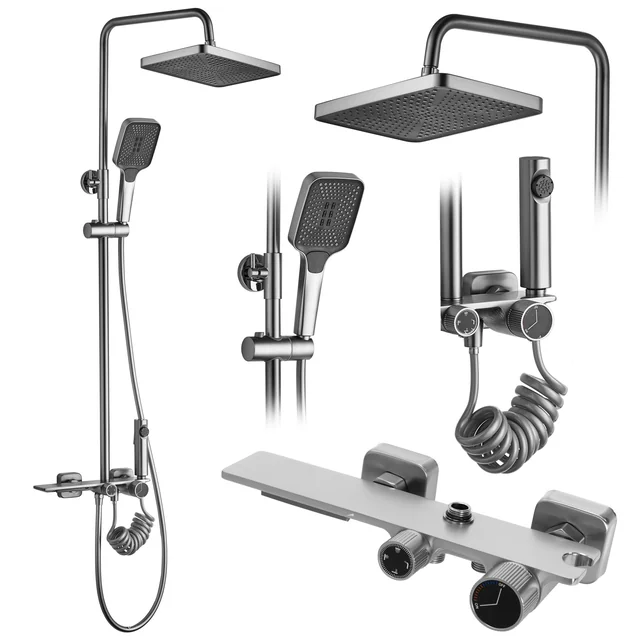 ENSEMBLE DE DOUCHE REA HELIX NICKEL BROSSÉ INOX