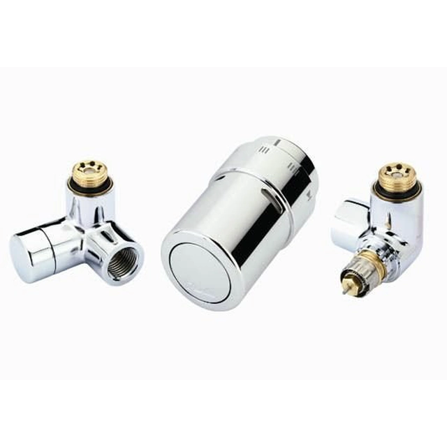 Ensemble droit (deux vannes + tête) Collection Danfoss X-tra pour radiateurs de salle de bain et design