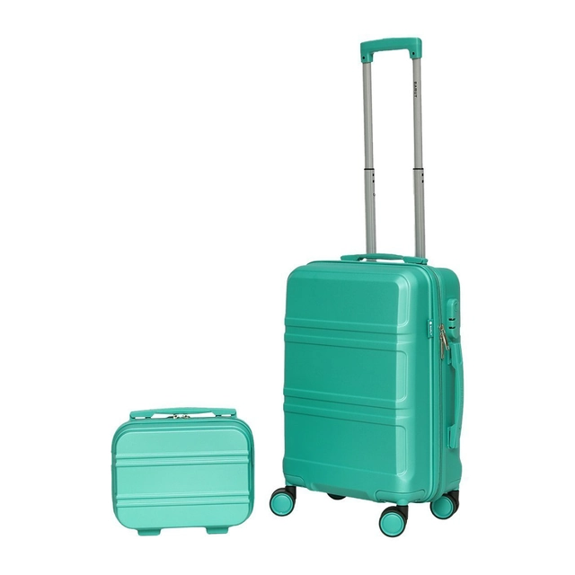 Ensemble valise cabine + sac cosmétique Barut vert avec ABS