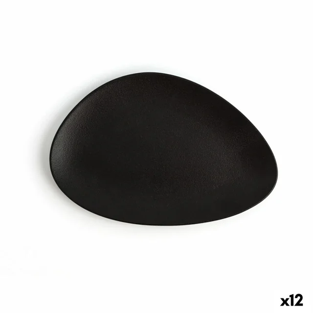 Επίπεδη πλάκα Ariane Antracita Triangular Black Ceramics Ø 21 cm (12 Τεμάχια)