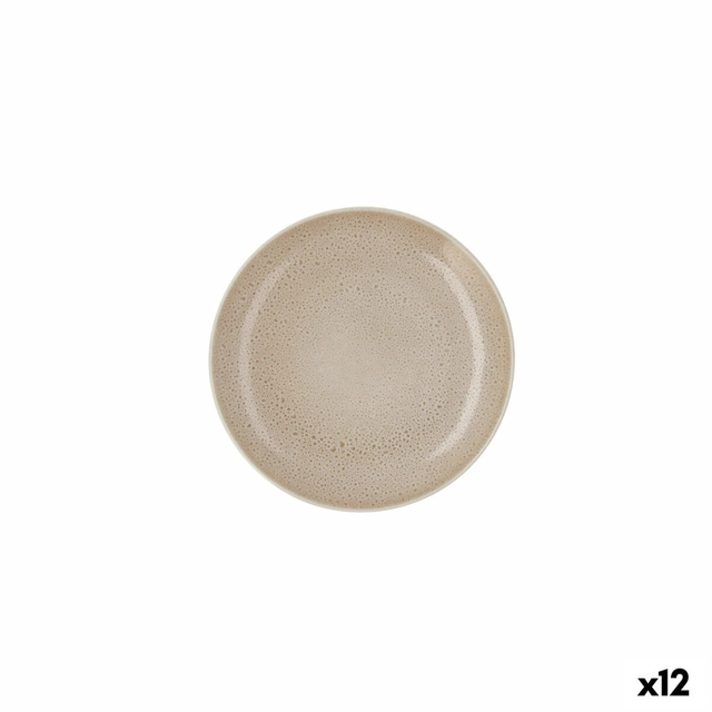 Επίπεδη πλάκα Ariane Porous Beige Ceramics Ø 21 cm (12 Τεμάχια)