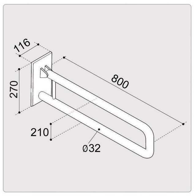 Ergoplus lifting handrail 80 cm for toilets / washbasins, powder coated, white