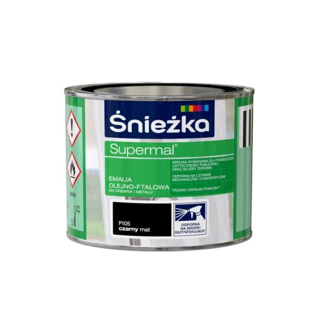 Esmalte al óleo ftálico para madera y metal Śnieżka Supermal negro mate 0.2 l