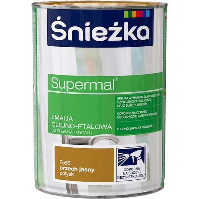 Esmalte al óleo ftálico para madera y metal Śnieżka Supermal nogal brillo claro 0.8 l